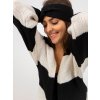 Ecru-black loose knitted cardigan OCH BELLA (Barva white-black, Velikost ONE SIZE)