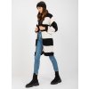 Ecru-black loose knitted cardigan OCH BELLA (Barva white-black, Velikost ONE SIZE)