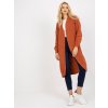 Dark orange long cardigan oversize RUE PARIS (Barva dark orange, Velikost ONE SIZE)