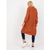 Dark orange long cardigan oversize RUE PARIS (Barva dark orange, Velikost ONE SIZE)