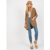 Camel 3/4 Sleeve Loose Cardigan RUE PARIS (Barva dark beige, Velikost ONE SIZE)