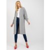 Gray long cardigan without clasp RUE PARIS (Barva gray, Velikost ONE SIZE)