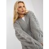 Gray long cardigan without clasp RUE PARIS (Barva gray, Velikost ONE SIZE)
