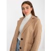 Beige plush coat with bump closure OCH BELLA (Barva beige, Velikost ONE SIZE)