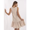 Beige dress with ruffle Jossie RUE PARIS (Barva beige, Velikost S)