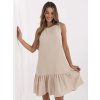 Beige dress with ruffle Jossie RUE PARIS (Barva beige, Velikost S)
