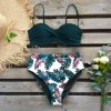 4 variant sexy 2021 bikini swimsuit women swimwear push up bikinis set leaf print female high waist swimming suits for bathing suit