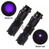 3 main led uv flashlight ultraviolet torch with zoom function mini uv black light pet urine stains detector scorpion hunting