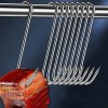 tzBp10Pcs Stainless Steel S Hooks with Sharp Tip Butcher Meat Hook Tool for Hot and Cold
