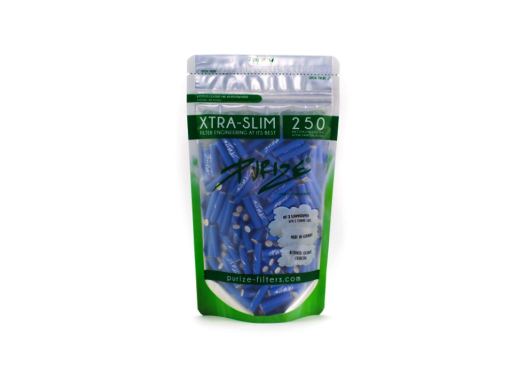 purize blau 250er vorratsbeutel 250 xtra slim size o 59 mm aktivkohlefilter