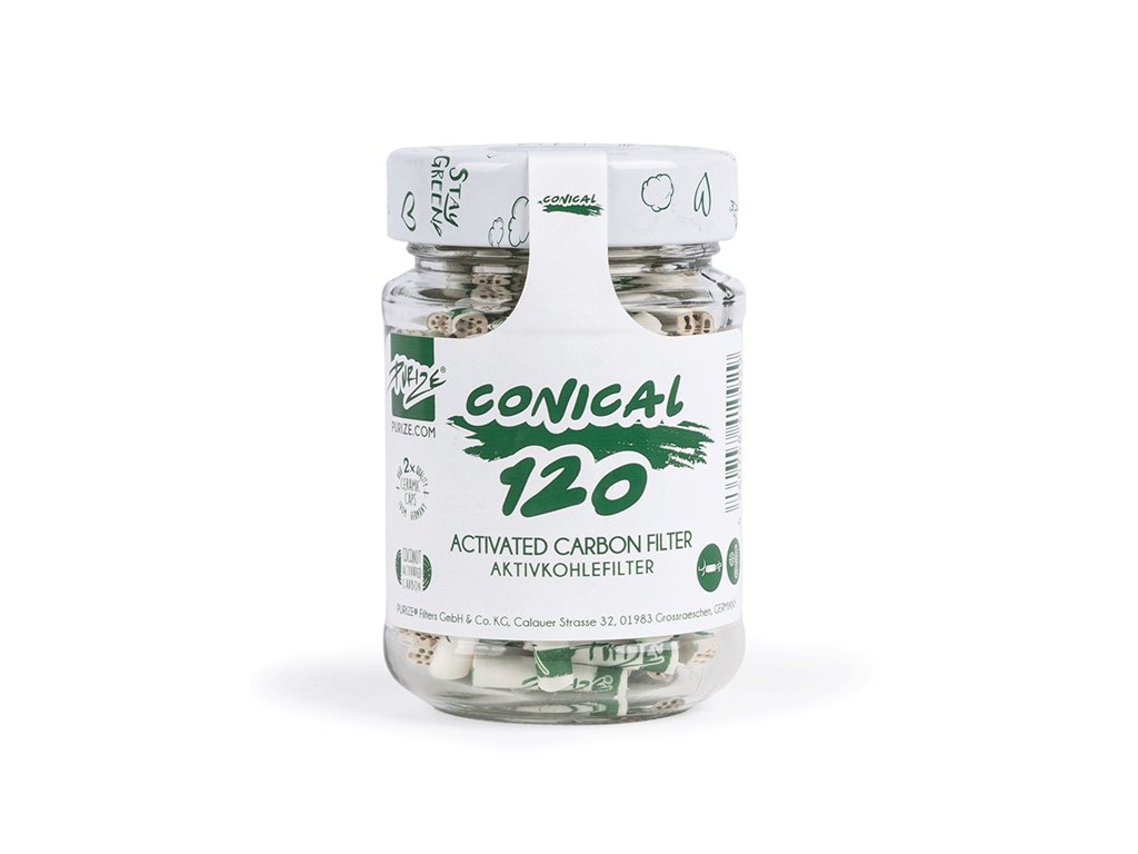 purize conical xtra slim size 120 aktivkohlefilter im glas