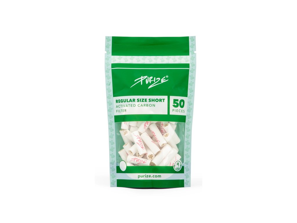 purize 50er pack regular size short 9 mm aktivkohlefilter