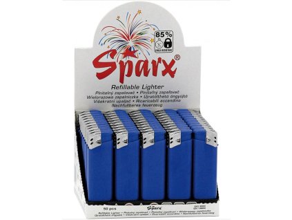 BOX (50x) Plnitelný zapalovač SPARX blue
