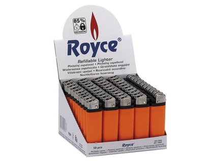 BOX (50x) Jednorázový Zapalovač ROYCE Orange