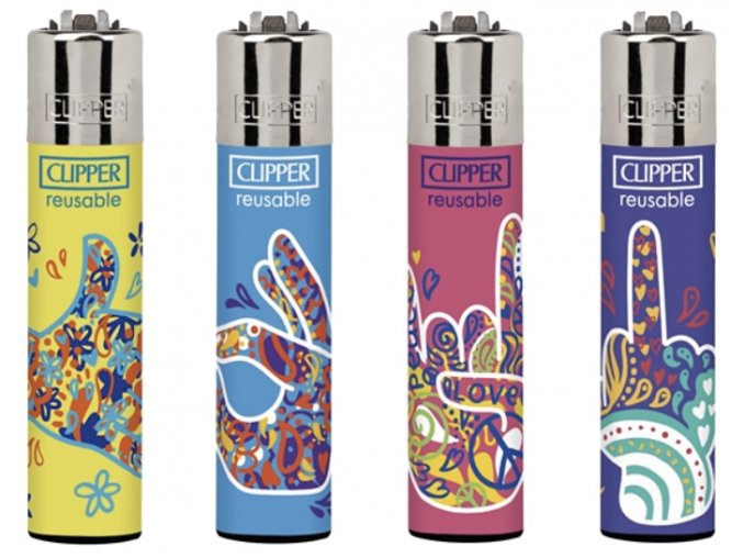 Zapalovač CLIPPER Large Hippie Hands 2
