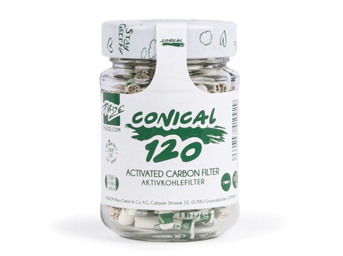 purize conical xtra slim size 120 aktivkohlefilter im glas