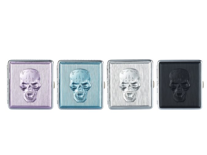 zigarettenetui skull fuer 20 zig mit gummiband 4 fach sortiert 12er display~2