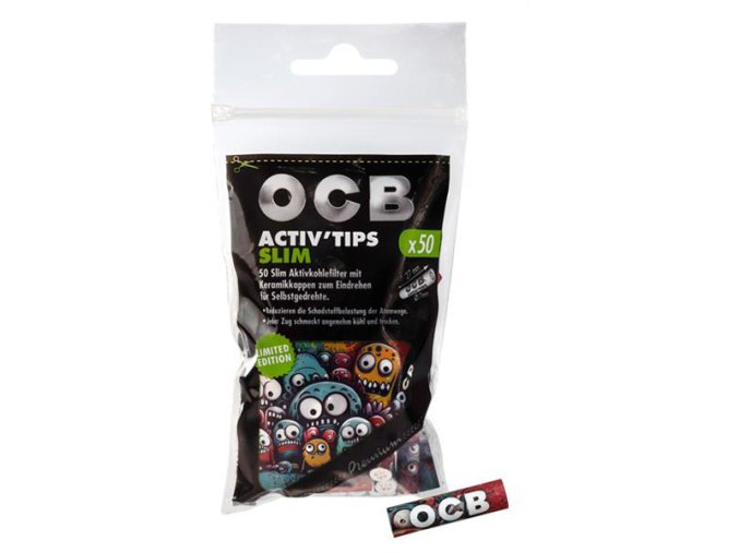ocb limited edition activ tips slim o 7mm aktivkohlefilter 10 beutel a 50 stueck display~2