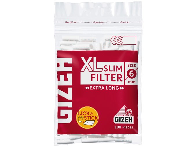 Dlouhé slim filtry GIZEH XL 100ks