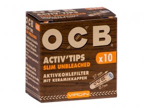 ocb filter slim activ tips unbleached virgin aktivkohle 7mm 10 stueck