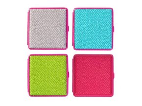 zigarettenetui bunt mit pinkfarb rahmen fuer 20 zig mit gummiband 4 fach sortiert 4er set (1)