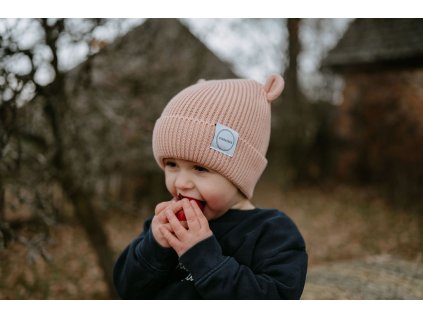 Čepice mimi CUTE s oušky broskvová
