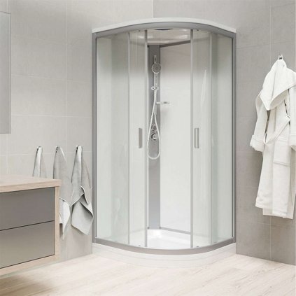 Štvrťkruhový sprchový box so strieškou a s vaničkou z liateho mramoru strieška 80x80x220 cm (CK35172KMSW)