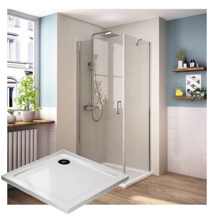 Štvorcový sprchový kút Sanovo Perfect 90x90x190 cm s vaničkou z liateho mramoru
