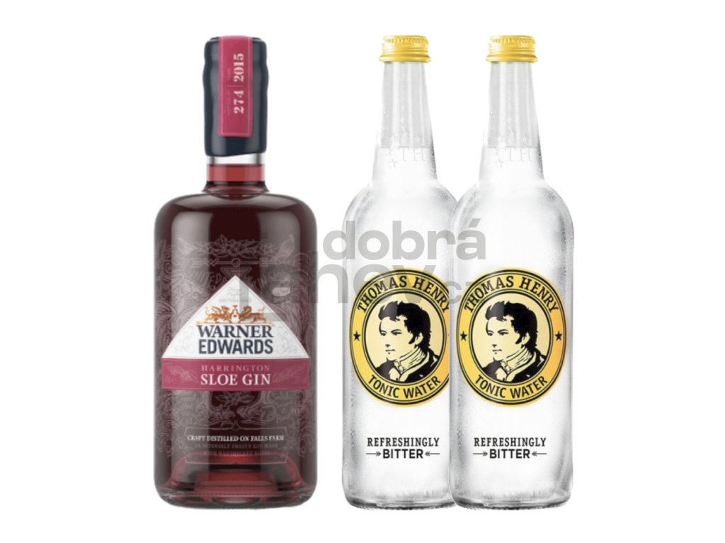 Warner Edwards Sloe gin 0,7L 30%  + 2x Thomas Henry tonic 0,75L