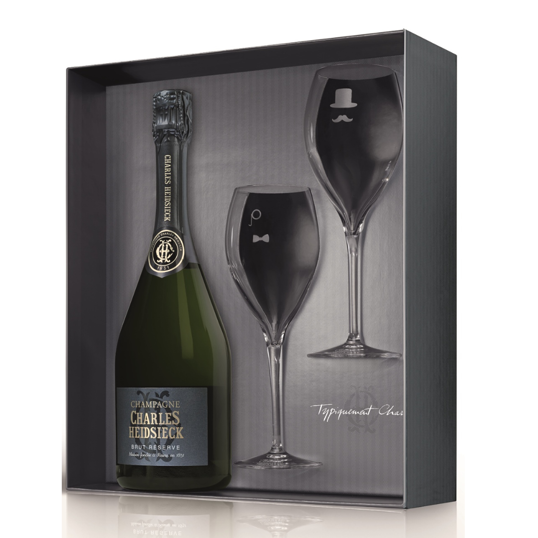 Champagne Charles Heidsieck Brut Reserve dárkový set se skleničkami 0,75L