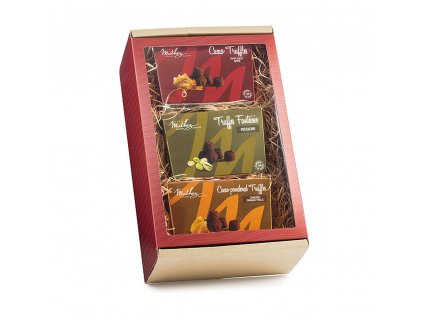elegantní dárkový balíček se třemi baleními kakaových lanýžů