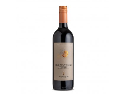 Láhev červeného vína Merlot Corvina, Veneto IGT Castelnuovo