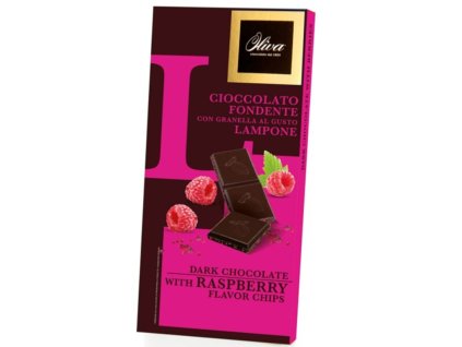 Tabulková hořká čokoláda s malinovými chipsy Dulcioliva