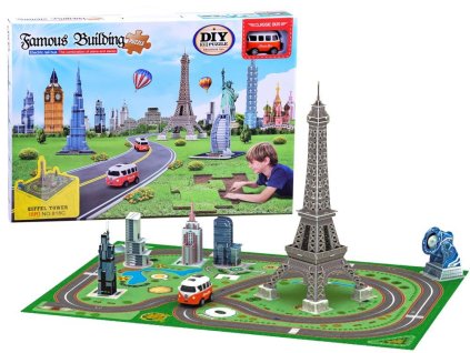 3D puzzle Eiffelova věž, Big Ben + autíčko 1