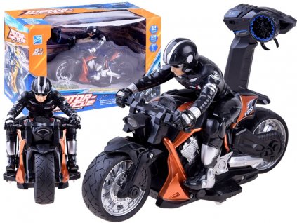 Sportovní motocykl s dálkovým ovládáním a jezdcem oranžový 1
