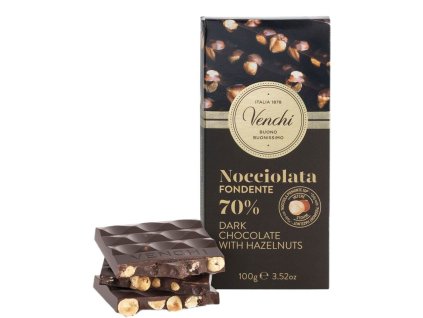 VENCHI Nocciolata Horká čokoláda 70% s lieskovými orieškami 100g