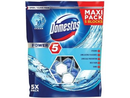 Domestos Power 5 Ocean tuhý WC blok 5x55g