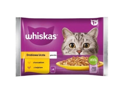 Whiskas kapsička 1+ želé pre mačky 4x85g - Kuracie,morčacie