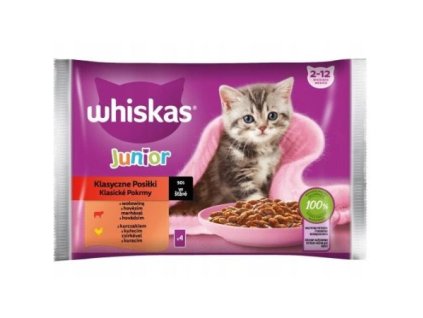 Whiskas Junior kapsička pre mačky 4x85g - Hovädzie,kuracie