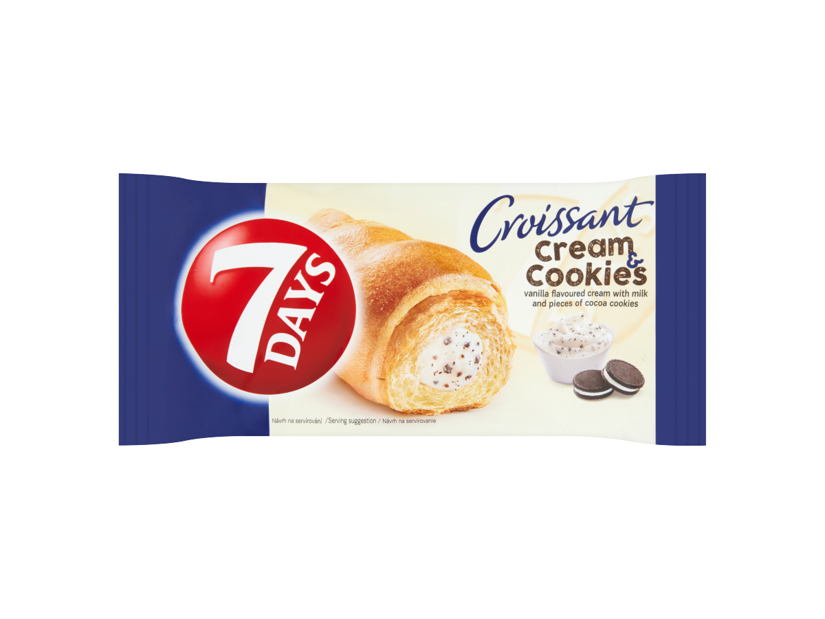 7 Days Croissant s krémom s vanilkovou príchuťou s mliekom a s kúskami kakaových sušienok 60 g