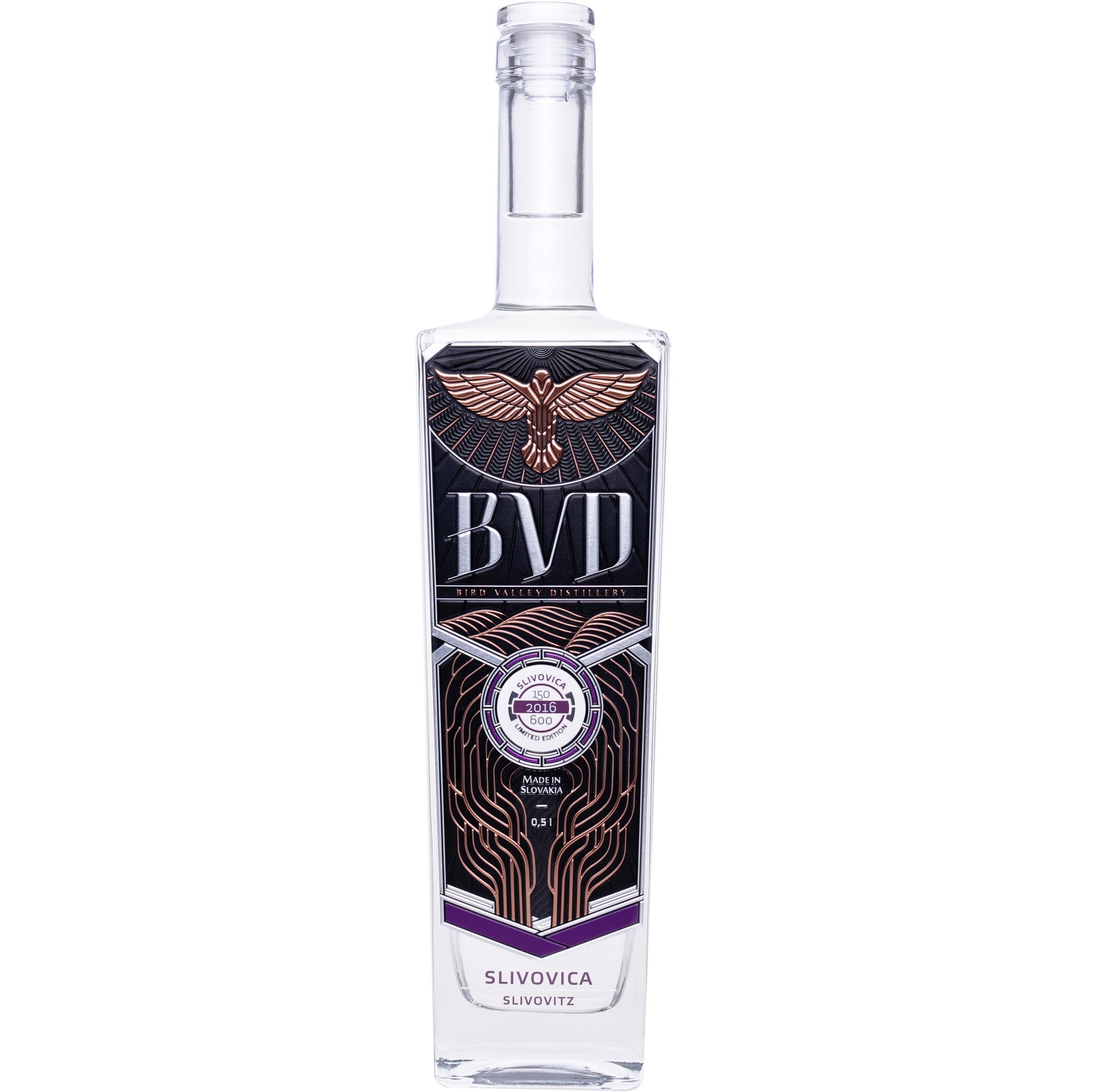 BVD Slivovica, 45% 0,5 l (čistá fľaša)
