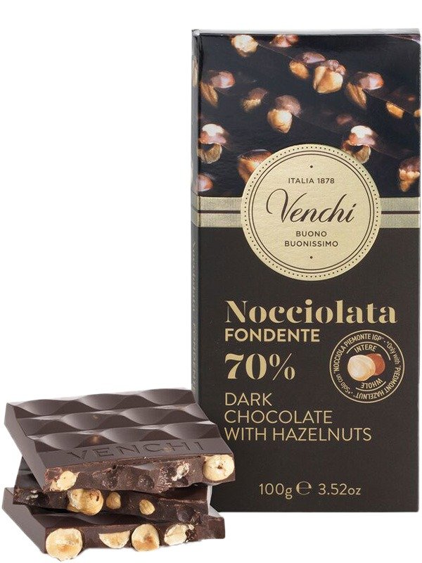 VENCHI Nocciolata Horká čokoláda 70% s lieskovými orieškami 100g