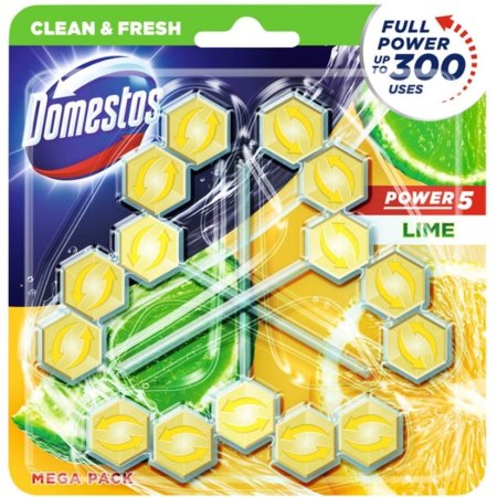 Domestos Power 5 Lime tuhý WC blok 3x55g