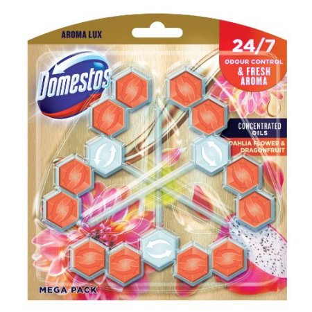 Domestos Aroma Lux Dahlia Flower&Dragonfruit tuhý WC blok 3x55g