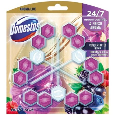 Domestos Aroma Lux Hibiscus Oil&Wild Berries tuhý WC blok 3x55g