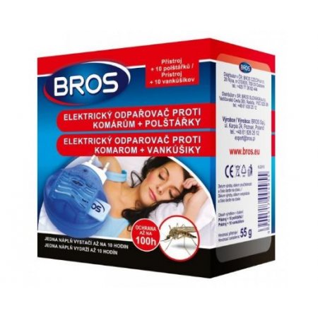 Bros elektrický odparovač proti komárom 55g + 10ks NN vankúšiky