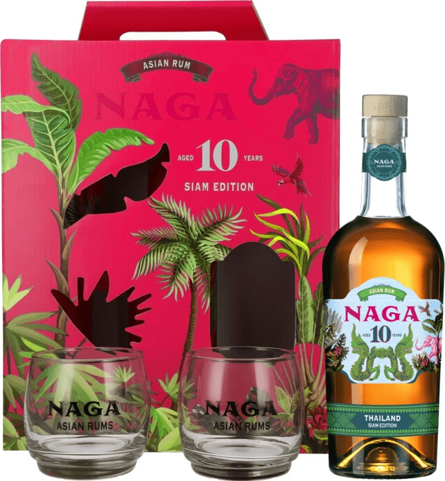 Naga Rum 10y Siam Edition 40% 0,7 l (darčekové balenie 2 poháre)