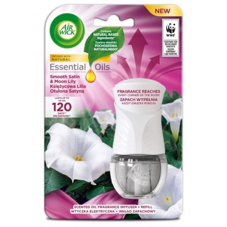 Air Wick Smooth Satin Moon Lily komplet elektrický strojček + náhradná náplň 19ml
