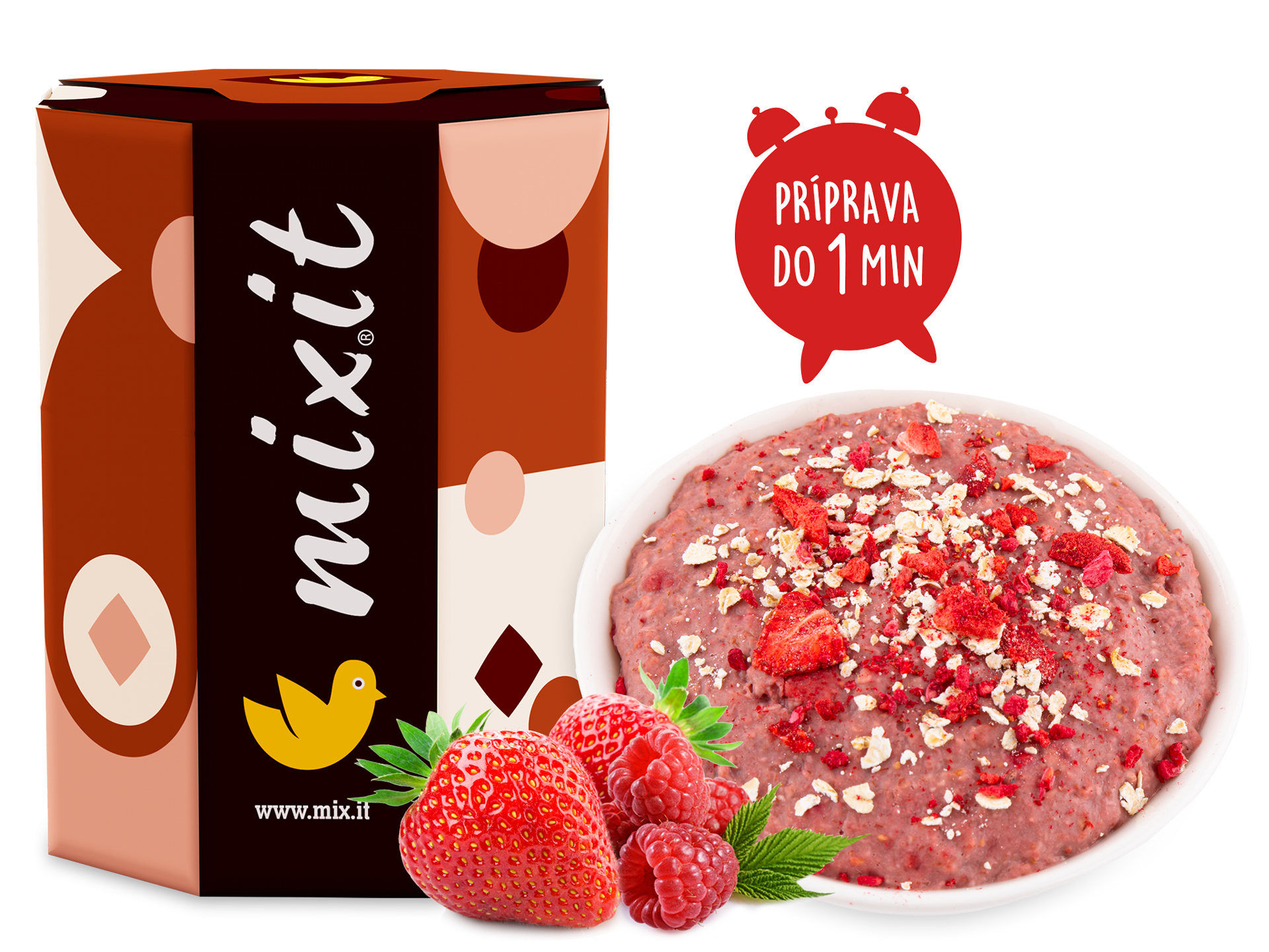 Mixit Minútová ovsená kaša - Jahoda a malina - 200g