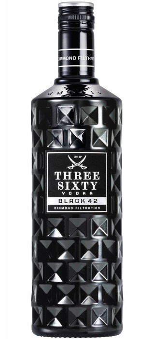 Three Sixty Black 42 Vodka 42% 1 l (čistá fľaša)